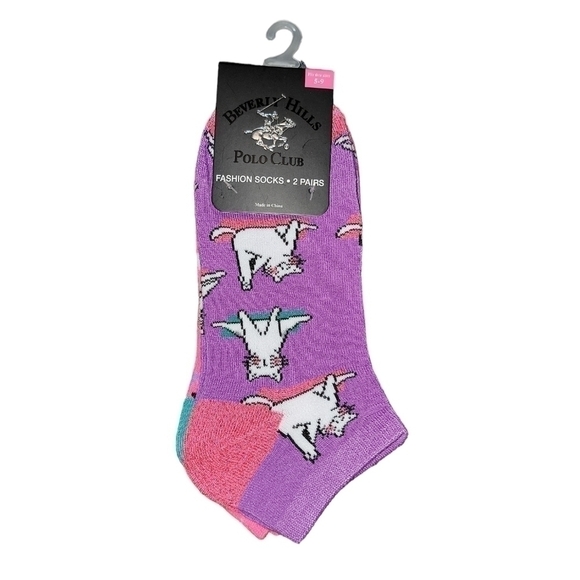 5/$13 Socks Size 5-9 Beverly Hills Polo Club socks Cat doing yoga poses.  NWT - Picture 1 of 7